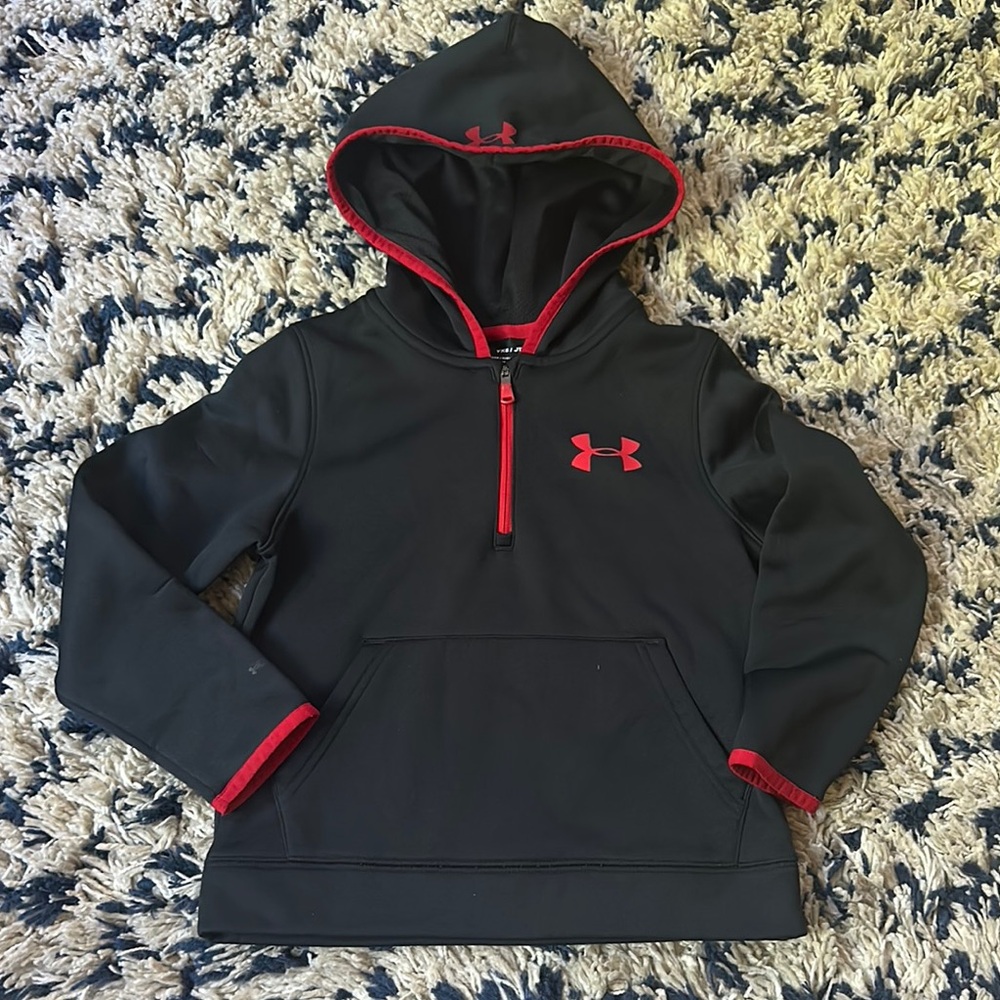 Under Armour Kids Hoodie in Black with Red Trim